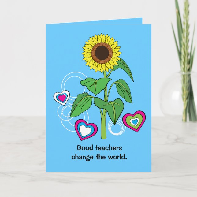 Sonnenblumenkarte für Sonderlehrer Dankeskarte (Vorderseite)