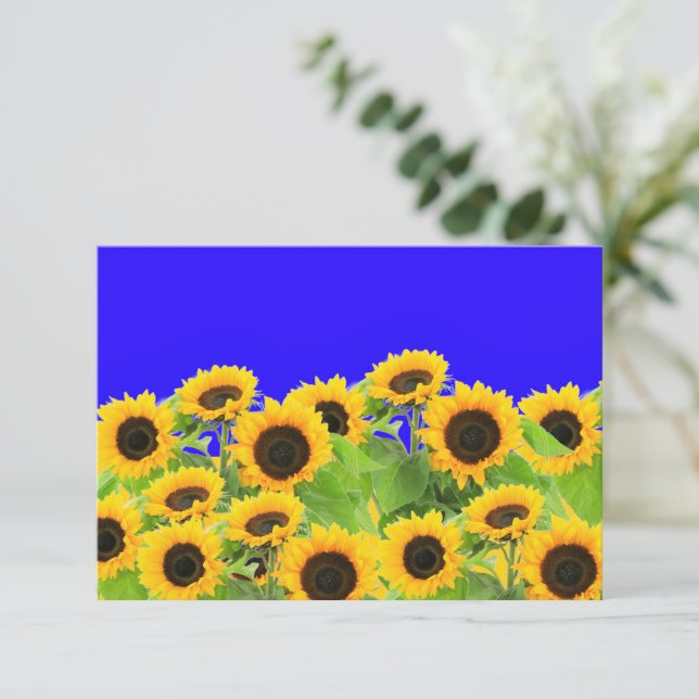 Sonnenblumenkarte Ukraine Flaggenfarben unterstütz Karte (Stehend Vorderseite)