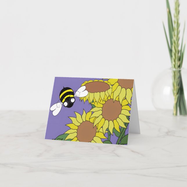 Sonnenblumenkarte (unbedruckte Innenseite) Dankeskarte (Vorderseite)