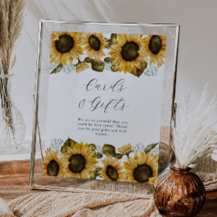 Sonnenblumenkarten und Geschenkszeichen für Brautp Poster