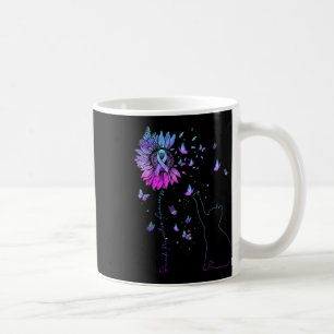 Sonnenblumenkatze Aquamarine und Lila Ribbon Suizi Kaffeetasse