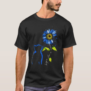 Sonnenblumenkatze Blau Reizdarmsyndrom-Bewusstsein T-Shirt