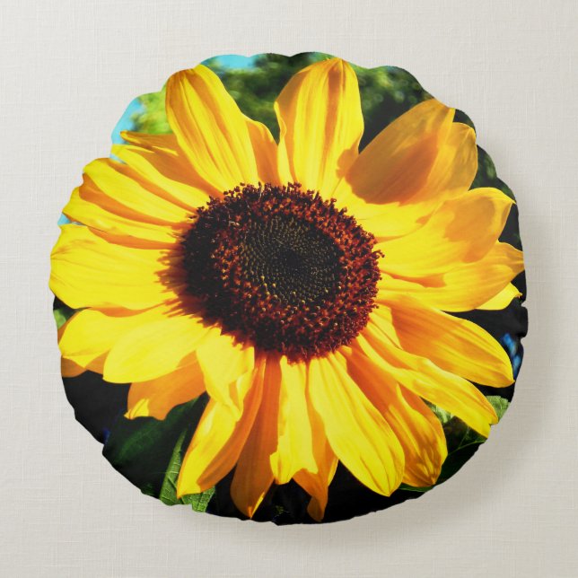 Sonnenblumenkissen Rundes Kissen (Vorderseite)