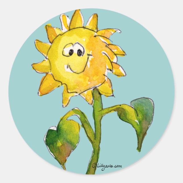 Sonnenblumenkleber 11 runder aufkleber (Vorderseite)