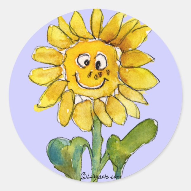 Sonnenblumenkleber 3 runder aufkleber (Vorderseite)