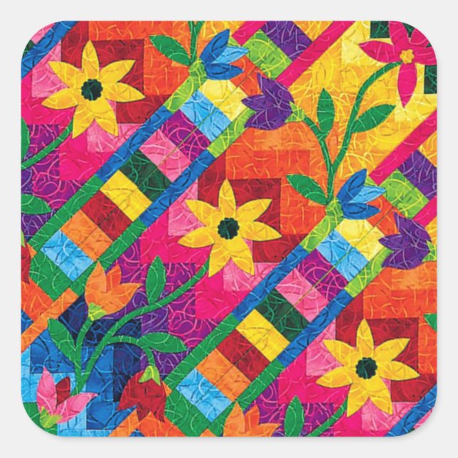 Sonnenblumenkleber Quadratischer Aufkleber (Vorderseite)
