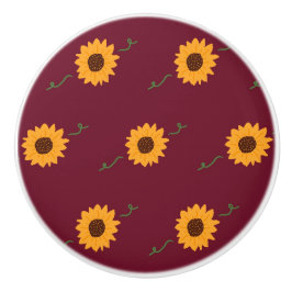 Sonnenblumenknob (Stallrot & Gold) Keramik Keramikknauf