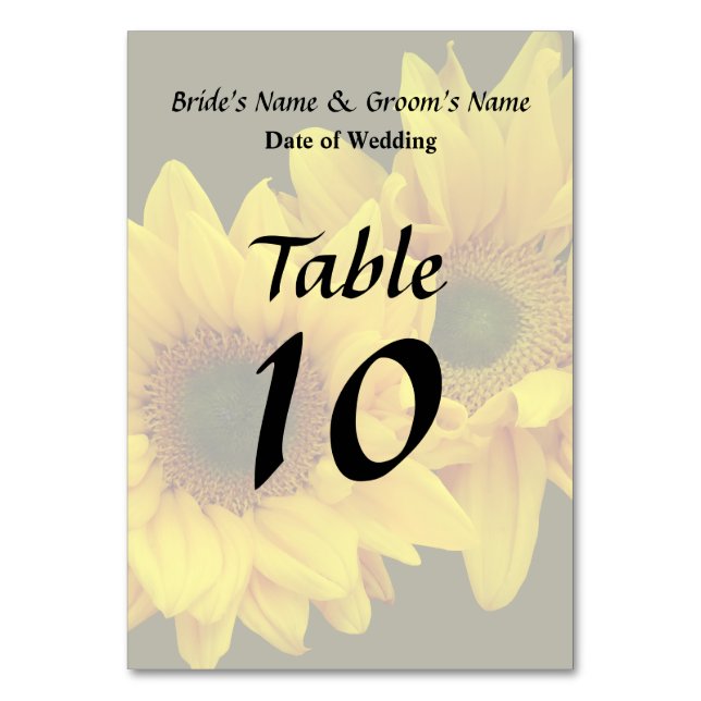Sonnenblumenknochenarm Tischnummer (Vorderseite)