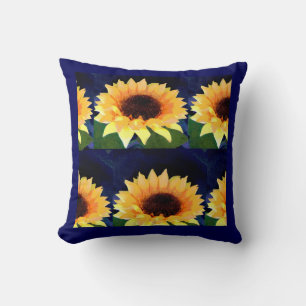 Sonnenblumenkolonne aus Foto, hellgelb und blau Kissen