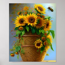 Sonnenblumenkorb und Bienen