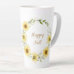 Sonnenblumenkranz mit anpassbarem Text Milchtasse