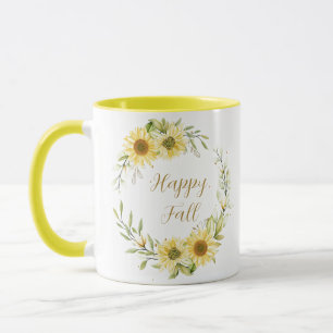 Sonnenblumenkranz mit anpassbarem Text Tasse