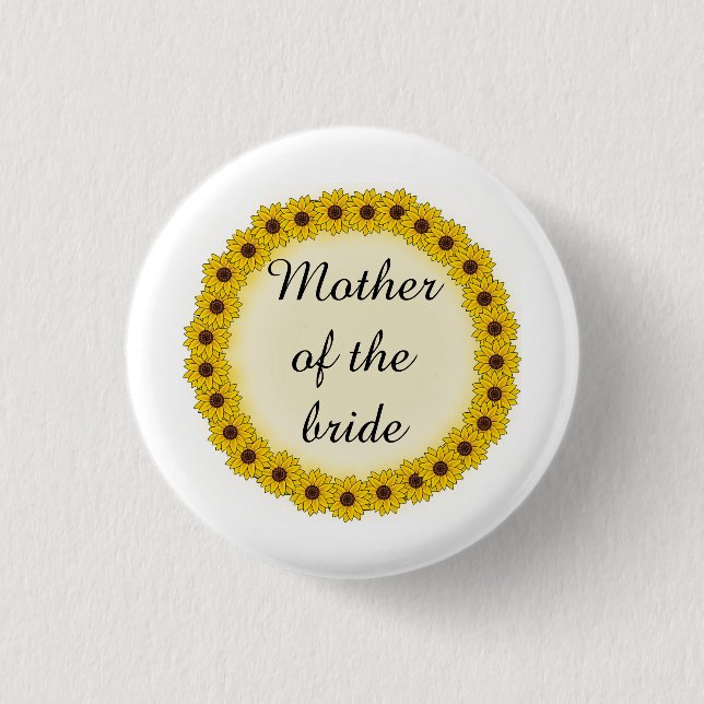 Sonnenblumenkranz Mutter/Schwiegermutter der Braut Button (Vorderseite)