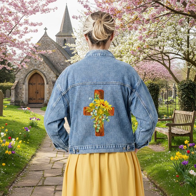 Sonnenblumenkreuz Jeansjacke (Von Creator hochgeladen)