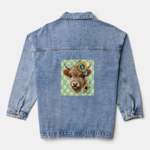 Sonnenblumenkuh, Niedliche Hochlandkuh Jeansjacke