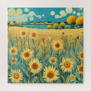 Sonnenblumenlandschaft im Van-Gogh-Stil