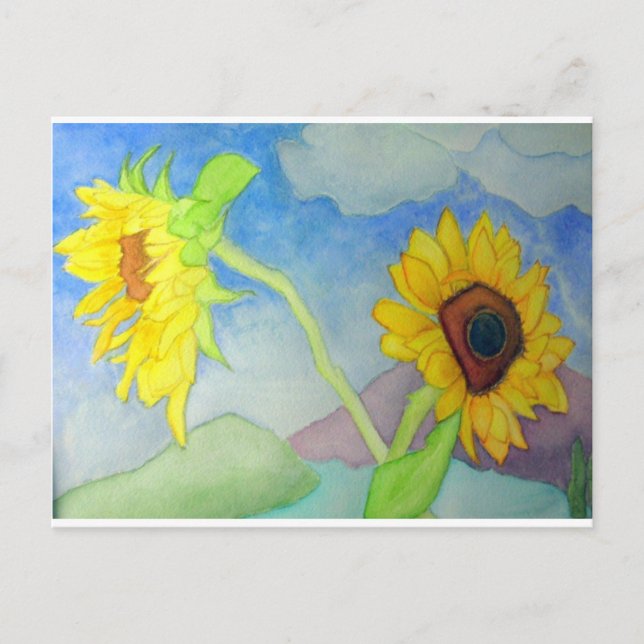 Sonnenblumenlandschaft Postkarte (Vorderseite)
