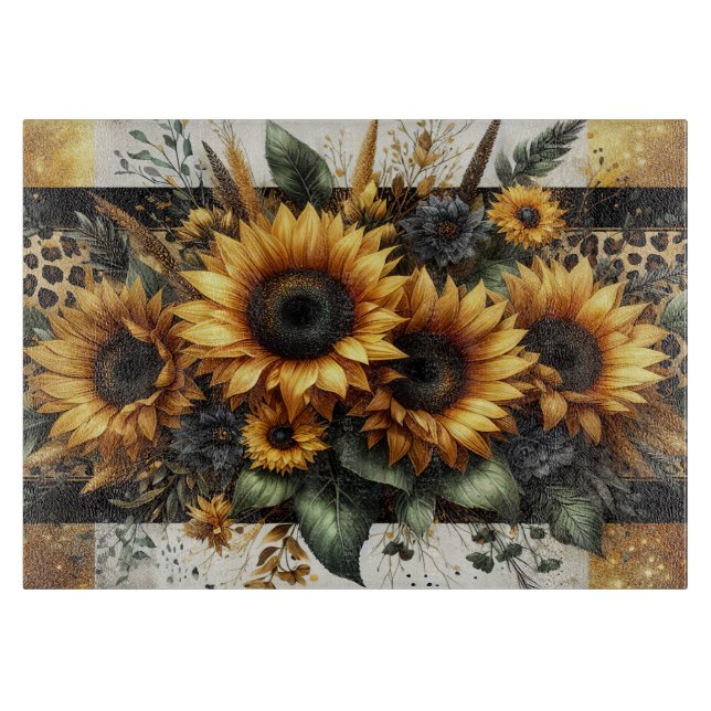 Sonnenblumenleopard-Druckplatine Schneidebrett (Vorderseite)
