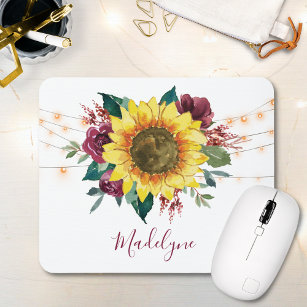 Sonnenblumenlichtblumen-Monogramm Mousepad
