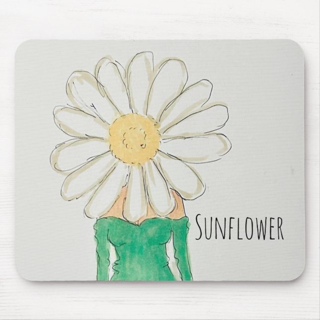 Sonnenblumenmädchen Grüner Kleid Mousepad (Vorne)