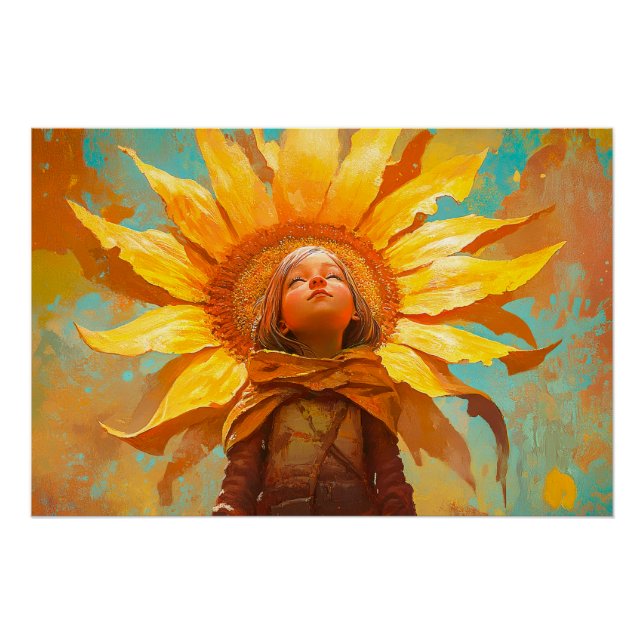 Sonnenblumenmädchen Poster (Vorderseite)