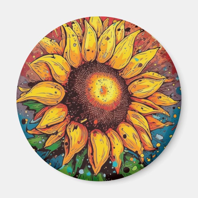 Sonnenblumenmagnet. Blume. farbenfroh Magnet (Vorne)