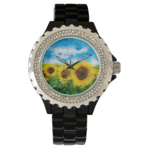 Sonnenblumenmalerei Armbanduhr
