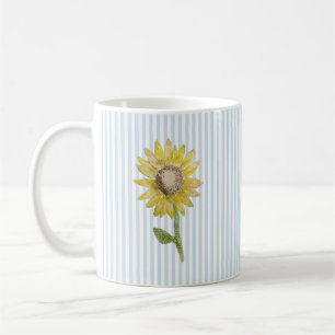 Sonnenblumenmalerei Blaue Streifen Kaffeetasse