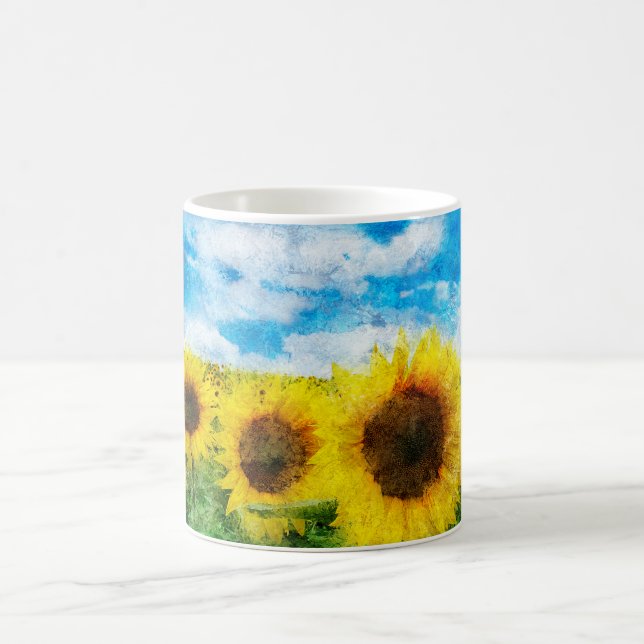 Sonnenblumenmalerei Kaffeetasse (Mittel)