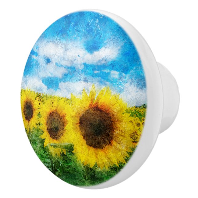 Sonnenblumenmalerei Keramikknauf (Rechts)