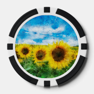 Sonnenblumenmalerei Pokerchips