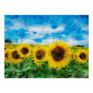 Sonnenblumenmalerei Poster
