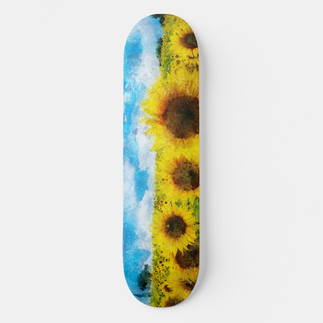 Sonnenblumenmalerei Skateboard (Vorderseite)