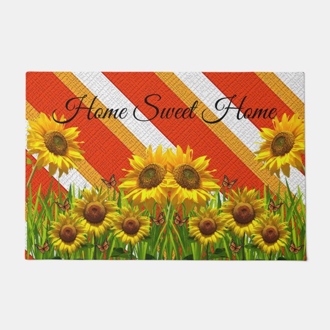 Sonnenblumenmatte Streifen Fußmatte (Vorderseite)