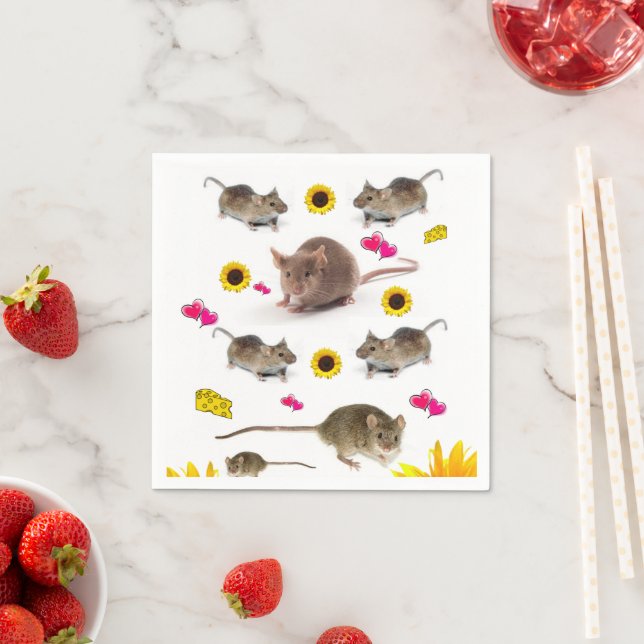 Sonnenblumenmäuse Papier Napkins Serviette (Beispiel)