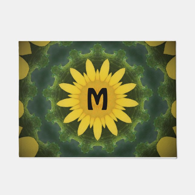 Sonnenblumenmonogramm Fußmatte (Vorderseite)