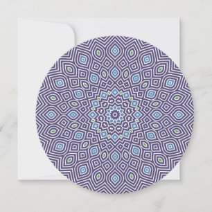 Sonnenblumenmosaik Round Note Card in Blau Dankeskarte