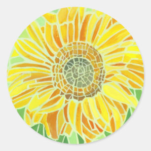 Sonnenblumenmosaikdesign Runder Aufkleber