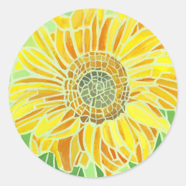 Sonnenblumenmosaikdesign Runder Aufkleber (Vorderseite)
