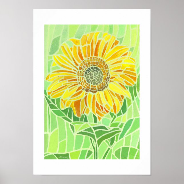 Sonnenblumenmosaikdruck Poster (Vorne)