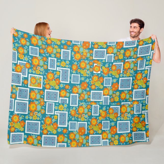 Sonnenblumenmuster 70er fleecedecke (Beispiel)