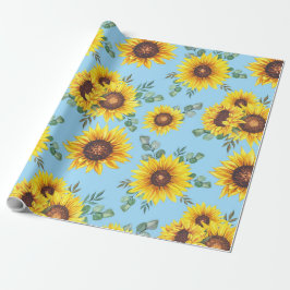 Sonnenblumenmuster auf blauem Hintergrund Geschenkpapier