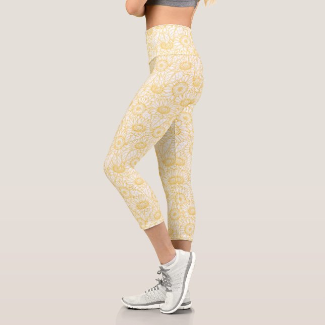 Sonnenblumenmuster Capri Leggings (Links)