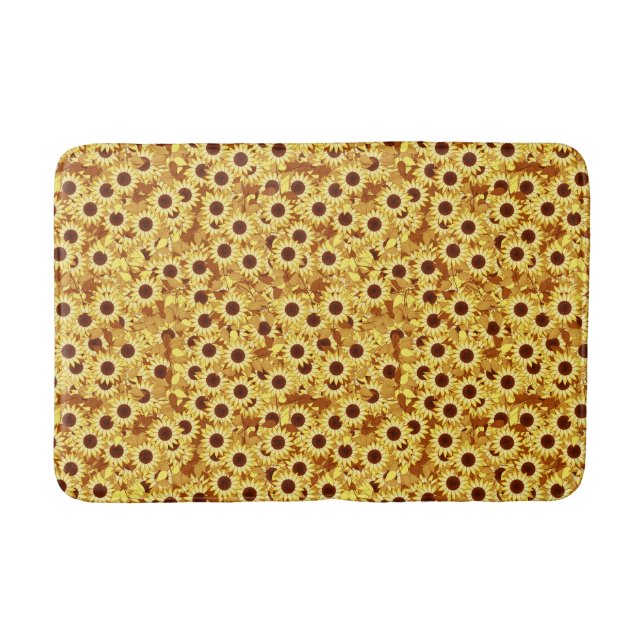 Sonnenblumenmuster, Gold, Gelb und Braun Badematte (Vorderseite)