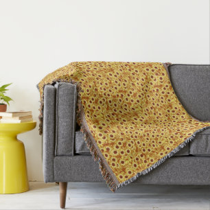 Sonnenblumenmuster - Gold, Gelb und Braun Decke