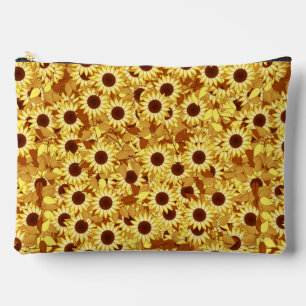 Sonnenblumenmuster, Gold, Gelb und Braun Zubehörtasche