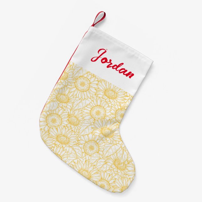 Sonnenblumenmuster Kleiner Weihnachtsstrumpf (Vorderansicht (hängend))