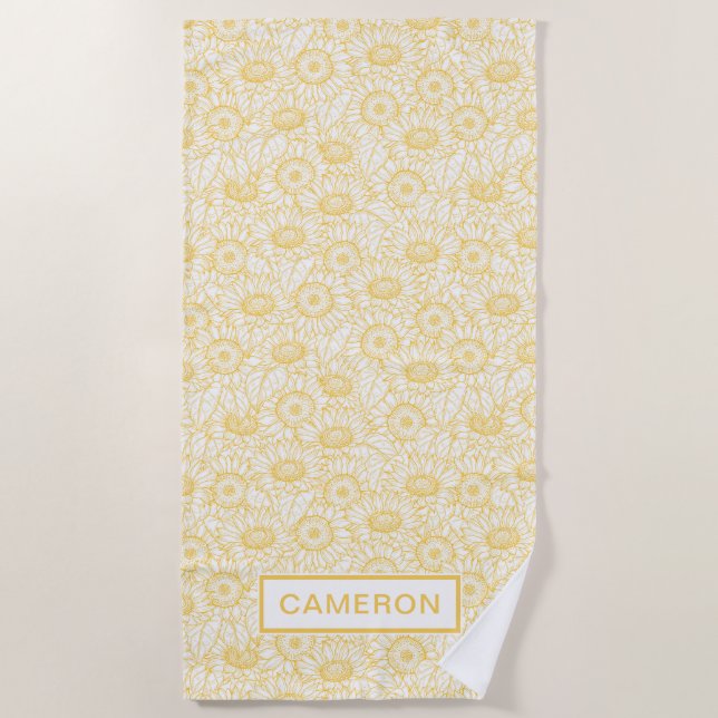 Sonnenblumenmuster Strandtuch (Vorderseite)