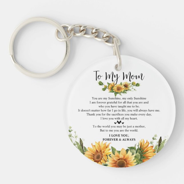 Sonnenblumenmütter Tagesgeschenke von Tochter Son Schlüsselanhänger (Vorderseite)