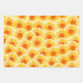 Sonnenblumenpapier mit flachem Set von 3 Geschenkpapier Set